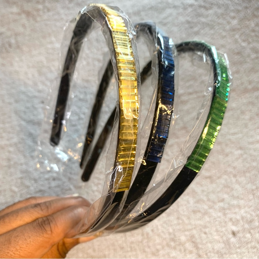 Yellow, Green, Blue gem y2k styled headbands 3pck
